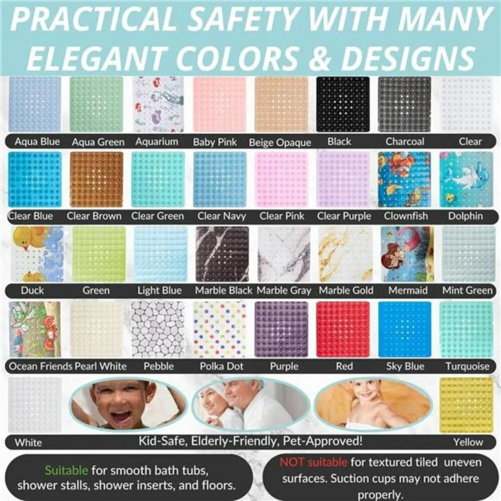 Large Non Slip Bath Mat 40x16 Anti Slip Shower Tub Mat for Bathroom Safety